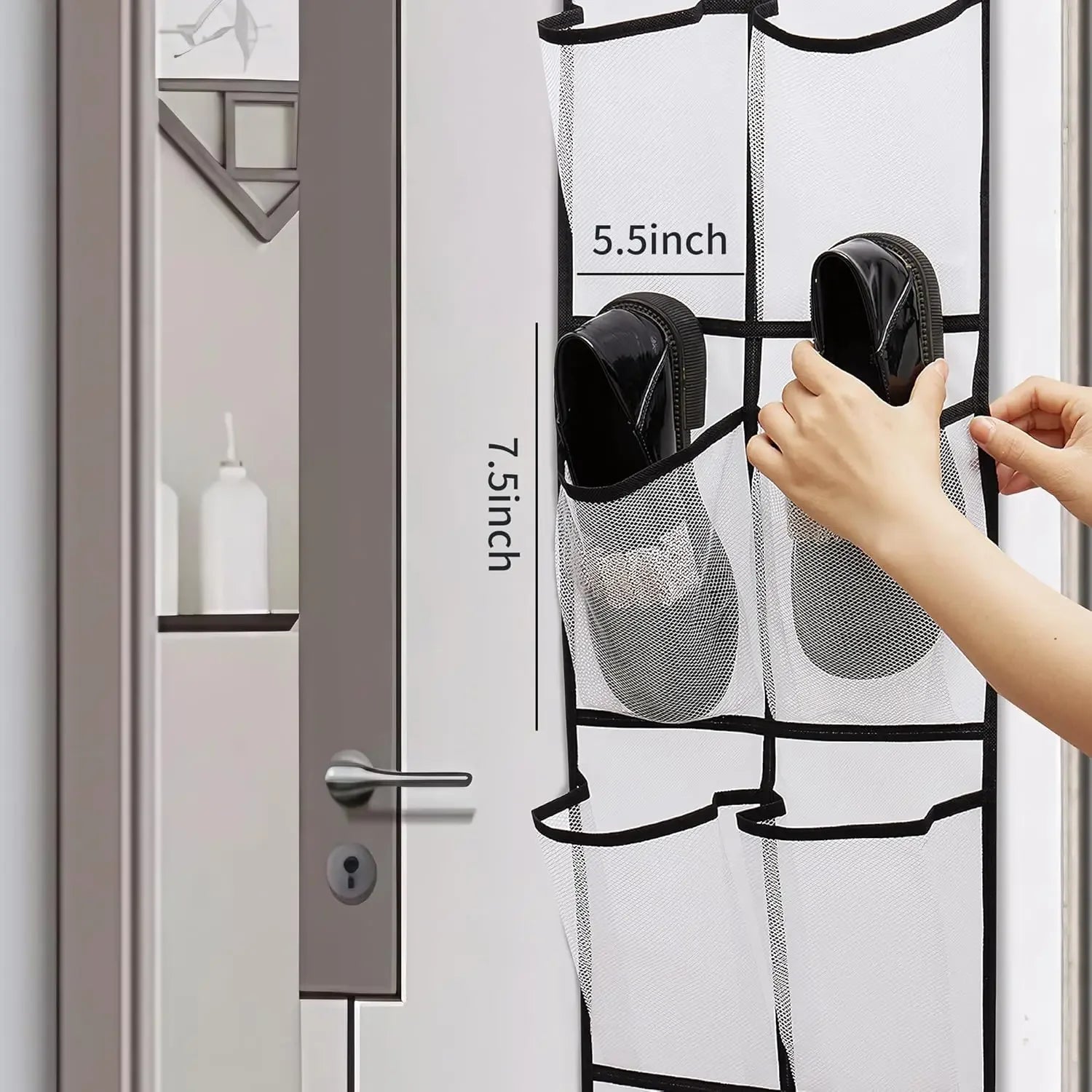 14-Pocket Over Door Shoe Organizer, White Hanging Rack for Closet Storage, 2-Pack Peaceful Pleasures Health and Wellness