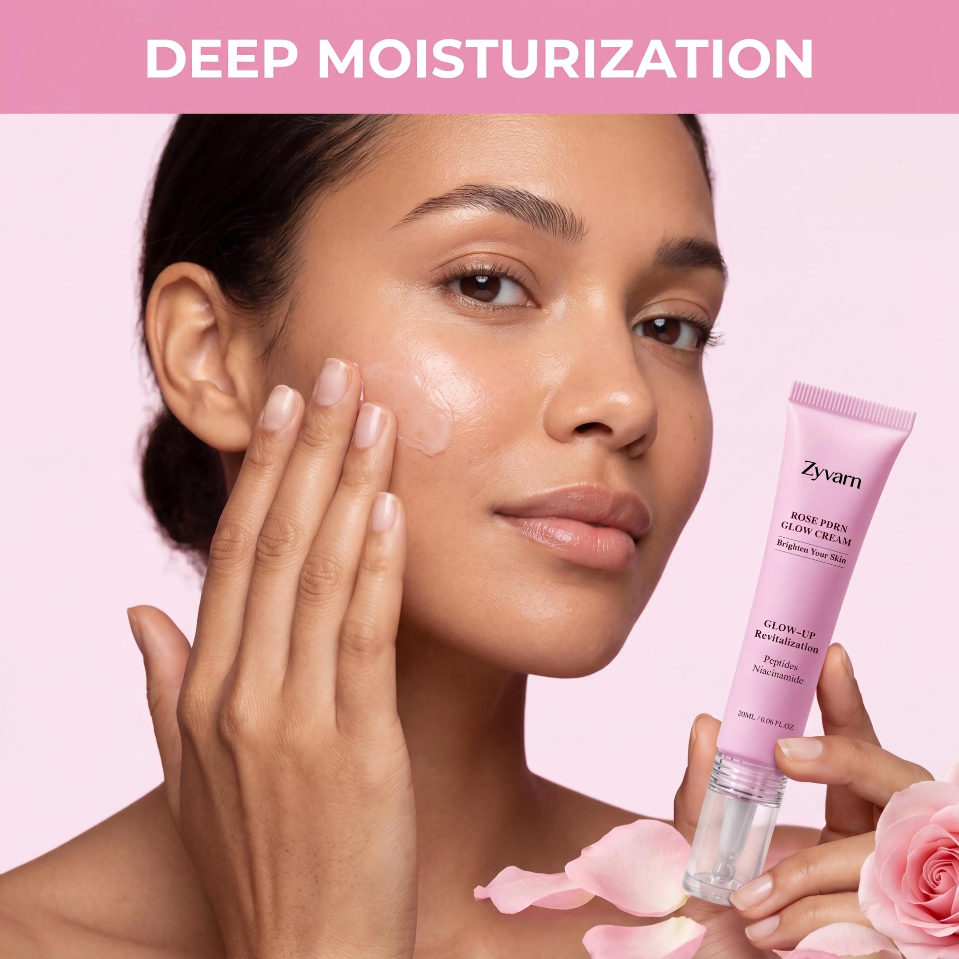 Pure Rose PDRN Glow Boost Cream Rejuvenating Long-lasting Hydration for Natural Radiant Skin Nicotinamide & Peptide Facial Cream Peaceful Pleasures Health and Wellness