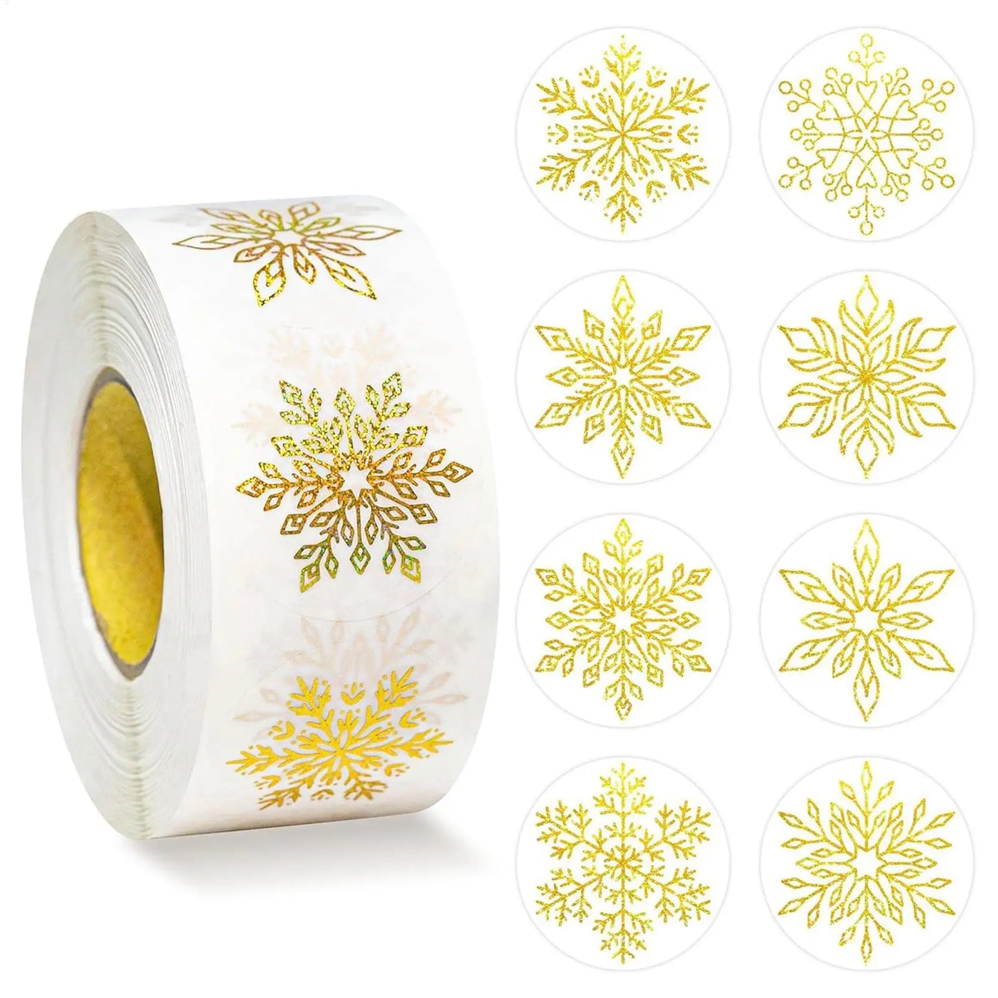 500Pcs Glitter Snowflake Stickers – Christmas Labels & Craft Seals