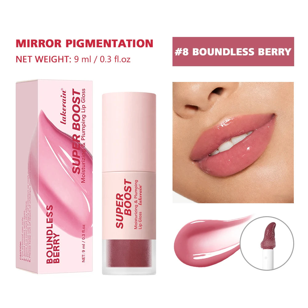 Lakerain Moisturizing Plumping Lip Gloss – Mirror Shine, 9 Shades Lip Gloss Peaceful Pleasures Health and Wellness 8Boundless Berry