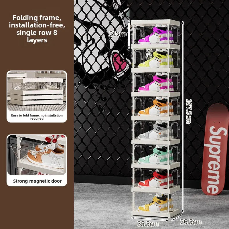 Upgraded Multi-Tier Clear Shoe Rack Heavy-Duty Unified Cabinet Large Capacity Transparent Dust-Proof Organizer for Home Entryway Peaceful Pleasures Health and Wellness Single 8 Transparent