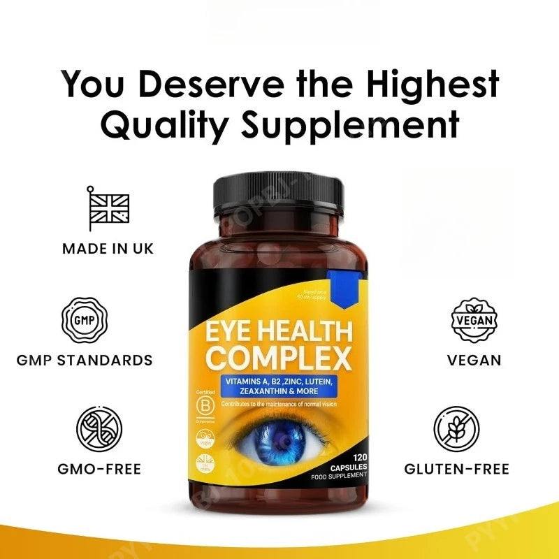 Eye Health Complex Lutein Zeaxanthin Vitamin A B2 Zinc – 120 Caps