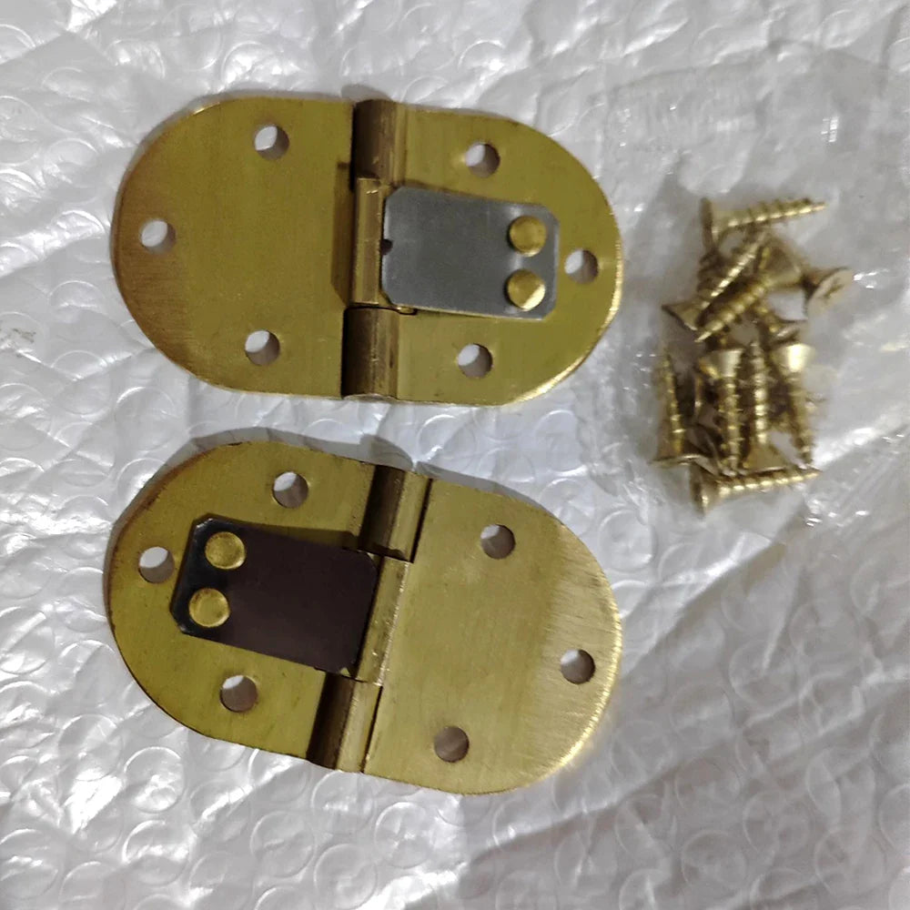 Brass Tray Hinges 90° Spring Folding with Clip Positioning 2-Pack