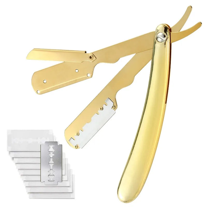 1Pcs Men Shaving Barber Tools Hair Razor and Blades Antique Black Folding Shaving Knife Unisex Hair Removal Peaceful Pleasures Health and Wellness