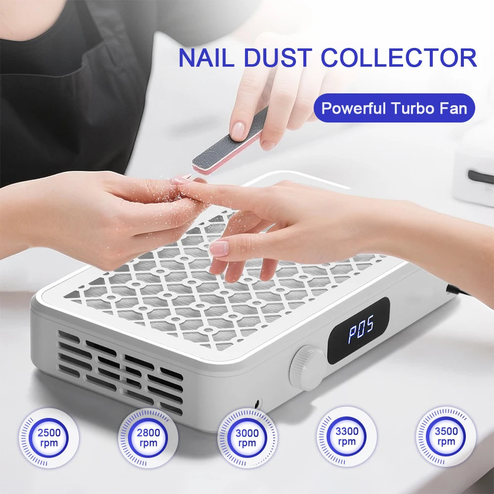 2500/2800/3000/3300/3500rpm Speed Adjustable Brushless Nail Dust Extractor Powerful Twin Turbo Vacuum Nail Dust Collector Peaceful Pleasures Health and Wellness