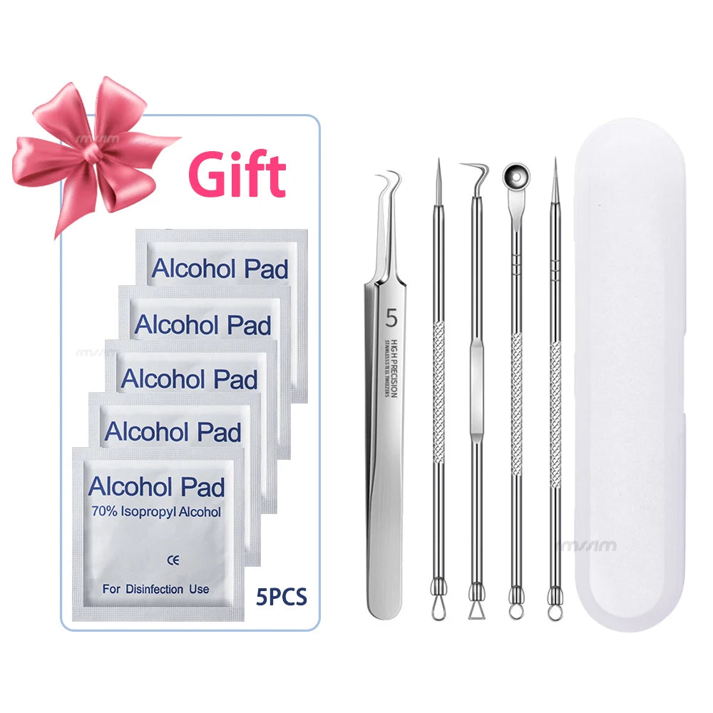 German Ultra-fine No. 5 Cell Pimples Blackhead Clip Tweezers Beauty Salon Special Facial Pore Cleaning Acne Wart Skin Care Tools Peaceful Pleasures Health and Wellness Curved and 4PCS