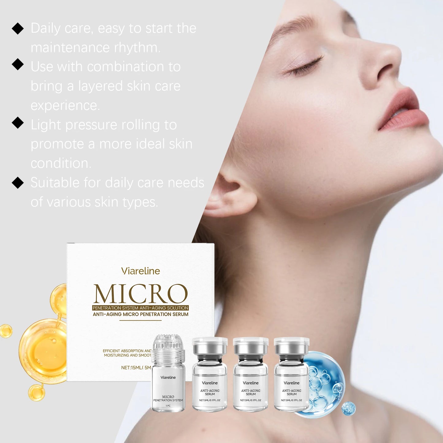 VIARELINE Hexapeptide Collagen Microneedle Serum Roller Kit