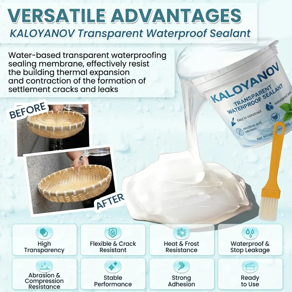 Transparent Waterproof Sealant & Brush – Roof, Bath & Wall