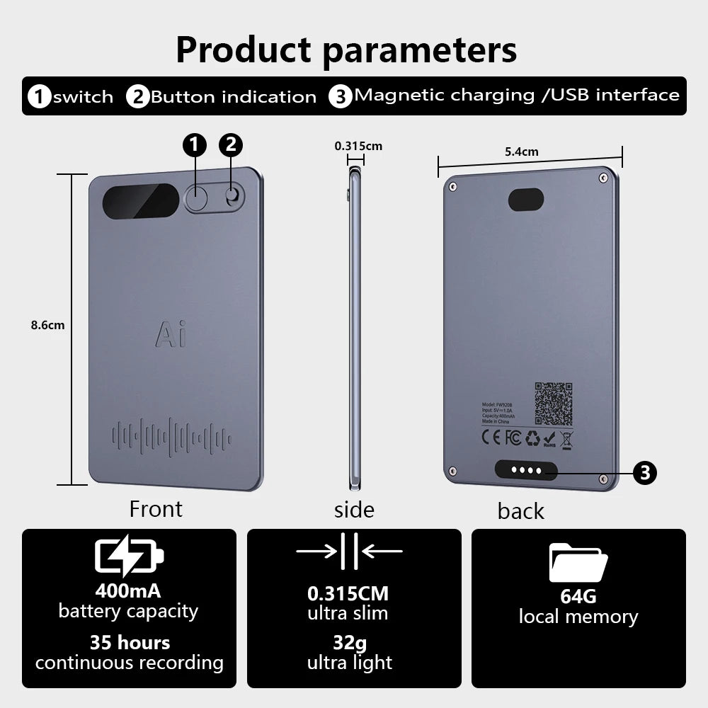 AI Smart Voice Recorder Voice To Text Mini Digital Voice Recorder With Smartphone Connection HD Noise Reduction For Meeting Peaceful Pleasures Health and Wellness