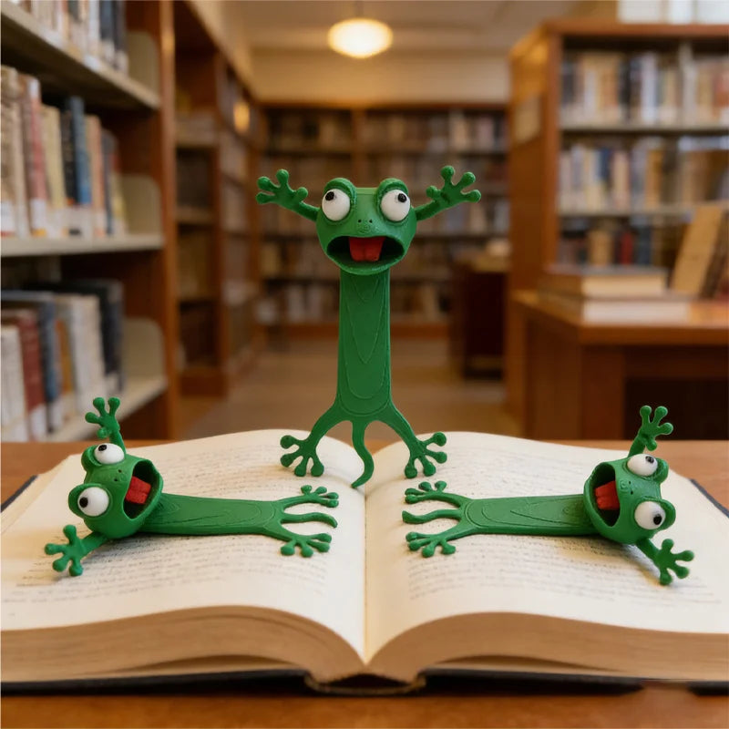 3D Funny Frog Bookmark – Cute Cartoon Page Holder Clip Gift