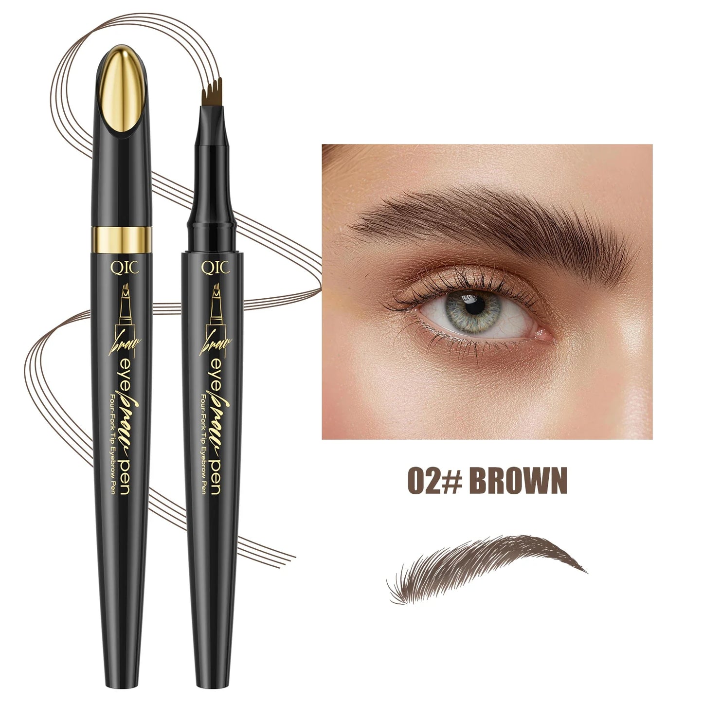 QIC 4D Micro-Textured Eyebrow Pen – Waterproof, Smudge-Proof