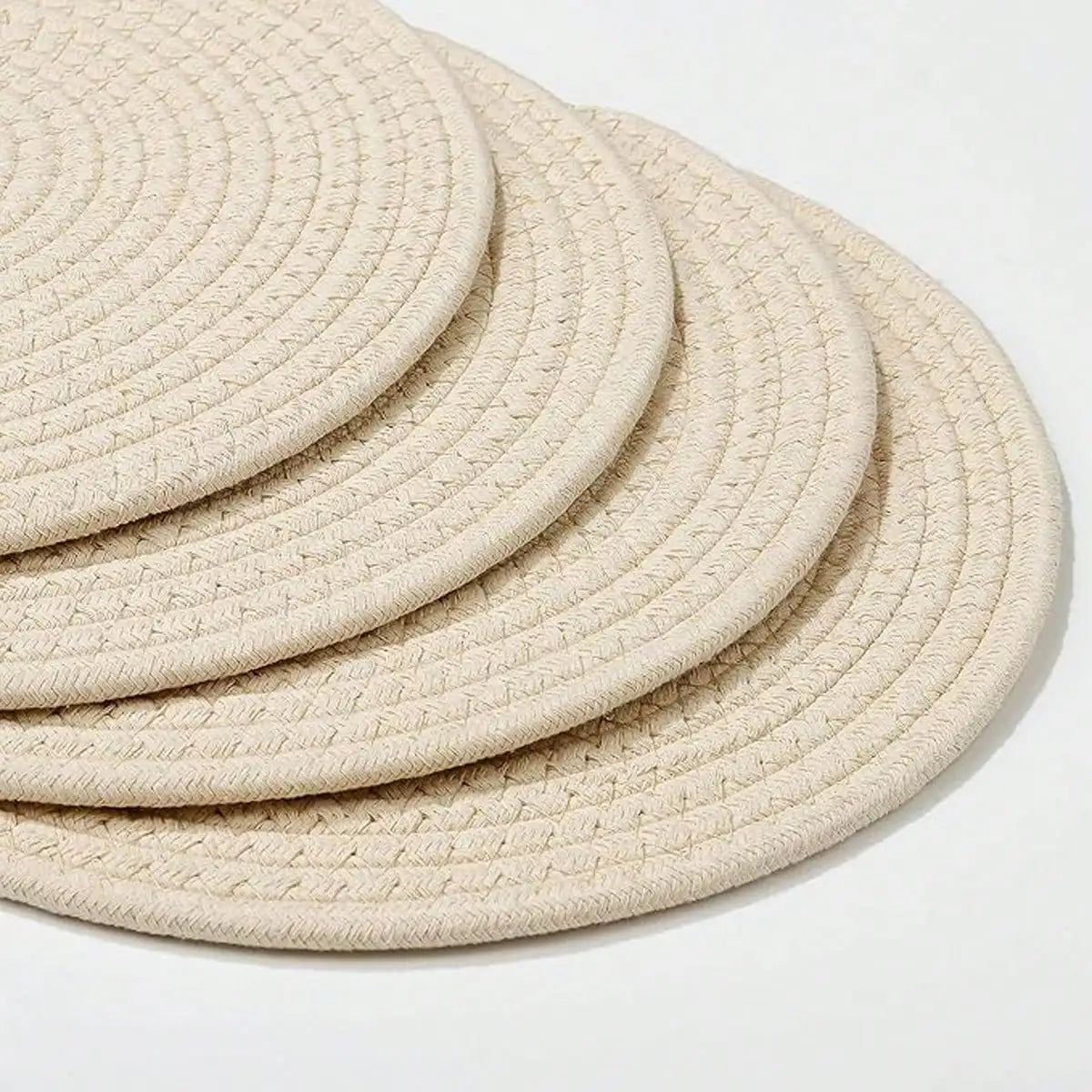 Round Braided Placemats 15" Washable PVC Table Mats | Set of 5