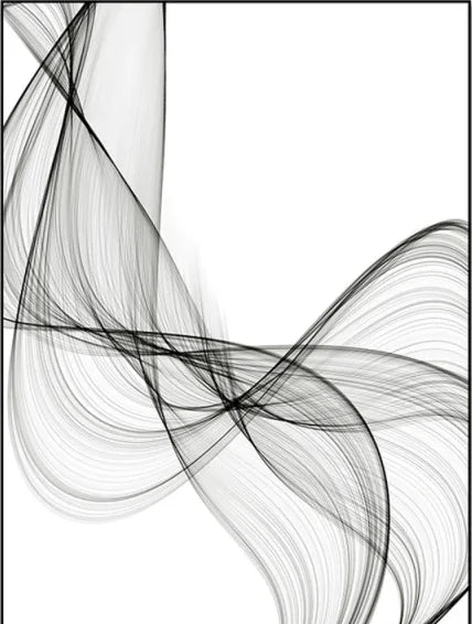 Abstract Geometric Black & White Wavy Canvas Wall Art Print