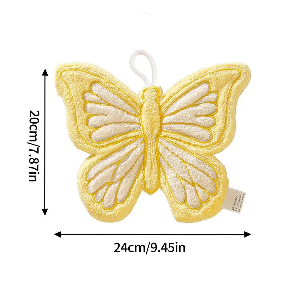 Butterfly Hand Towels – Soft Absorbent Coral Fleece Hanging Towel