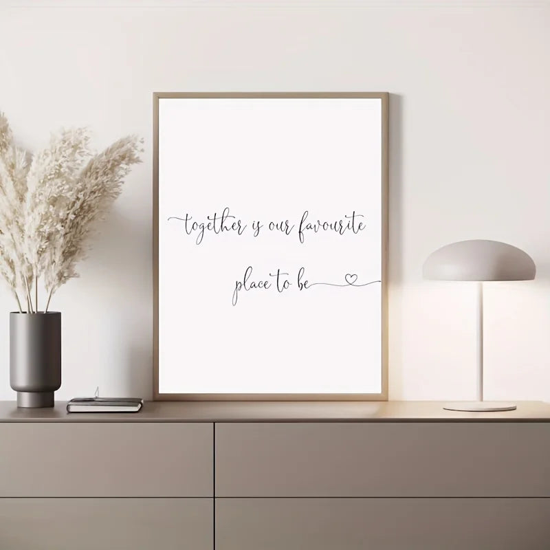 3 Pieces Beige Canvas One Line Drawing Couple Prints - Modern Together Is Our Favourite Place To Be Unframed Wall Art Peaceful Pleasures Health and Wellness ZLH4023 100x150cm No Frame