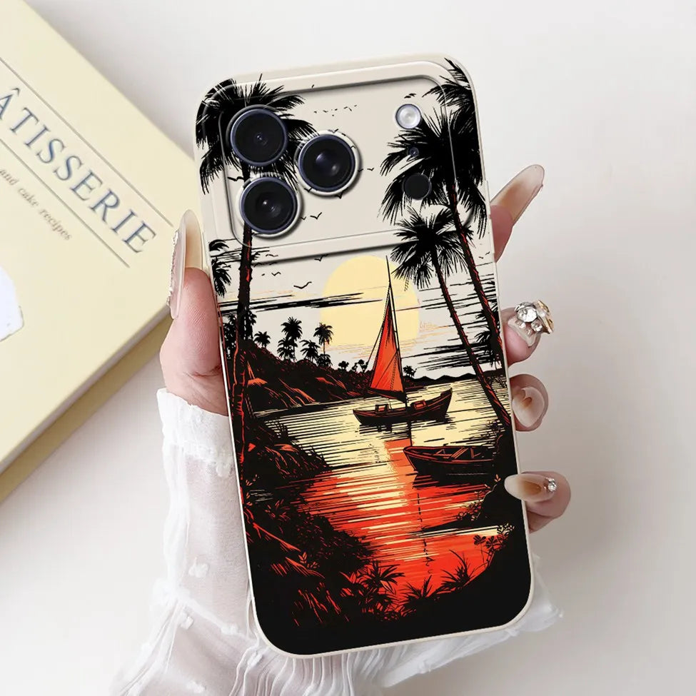 iPhone 17 Pro Silicone Case | Cute Kawaii Floral Painted Cover