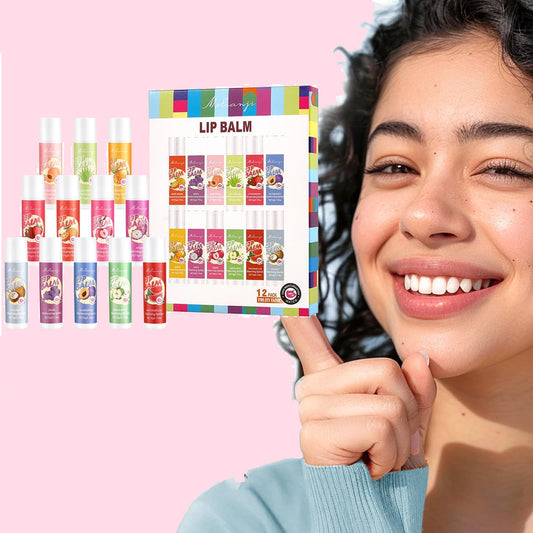 12-Piece Color-Changing Moisturizing Lip Balm Set – Fruit Flavor Nourishing Lip Care Peaceful Pleasures Health and Wellness