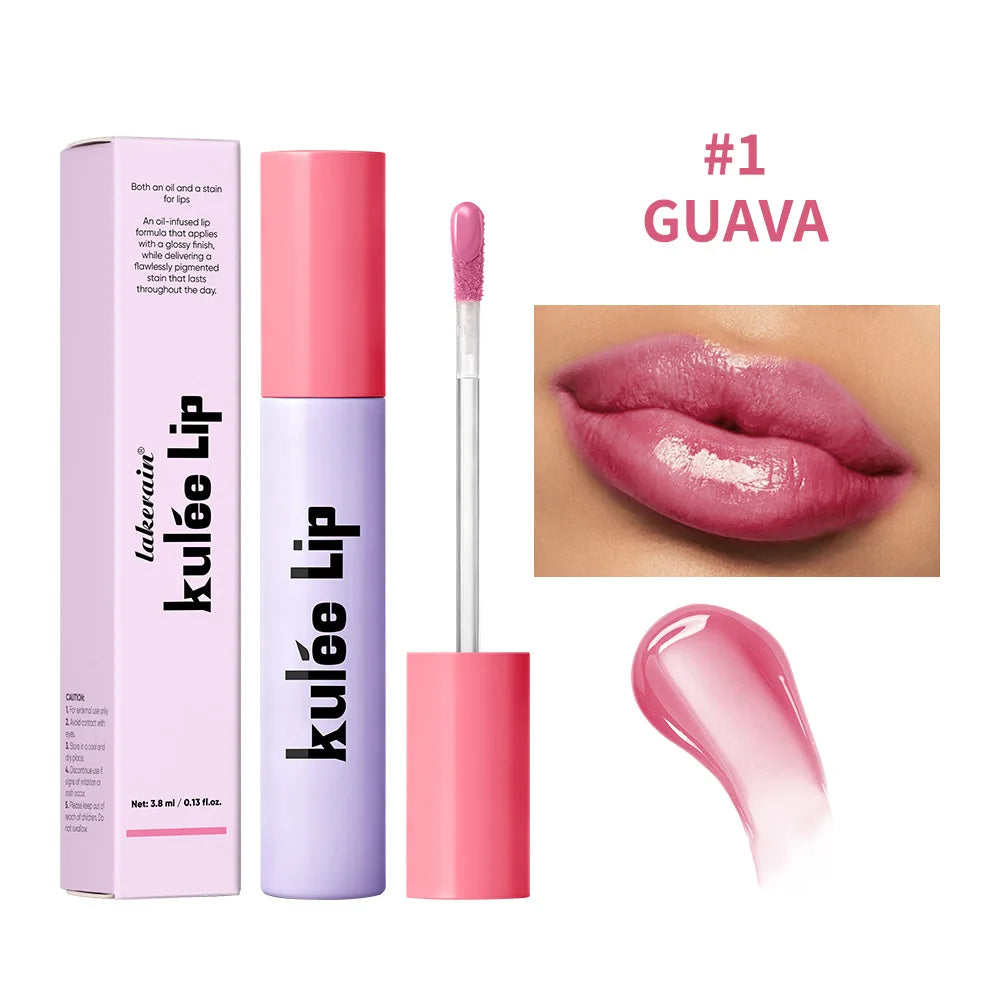 Staining Lip Oil Kulfée Lip Gloss Stain Two In One Long Lasting Deep Hydration Moisturizing Non Sticky Waterproof Lip Cosmetics Peaceful Pleasures Health and Wellness 1Guava