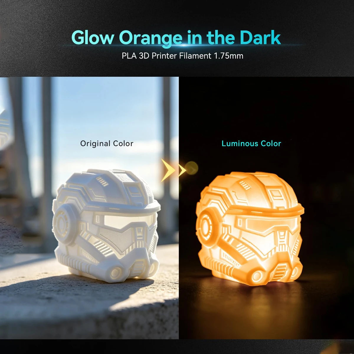 Glow in the Dark PLA Filament 1.75mm – 4 Colors for FDM Printers