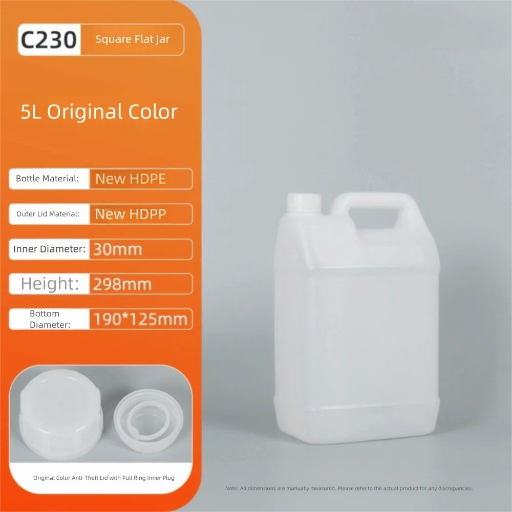 1/2/3/4/5/6/10L Plastic Airtight Bottle with Lid Food Grade HDPE Bucket Sealed Large-Capacity Storage Container Cleaning Essence Peaceful Pleasures Health and Wellness Transparent 5L