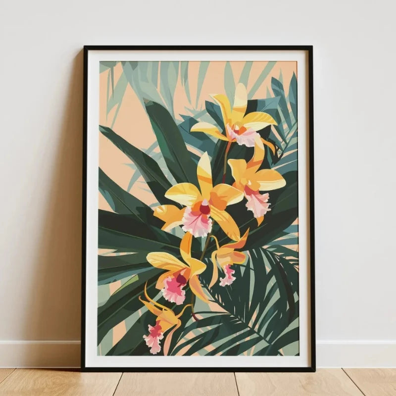 Minimalist Bamboo Tropical Leaf Botanical Canvas Wall Art Print
