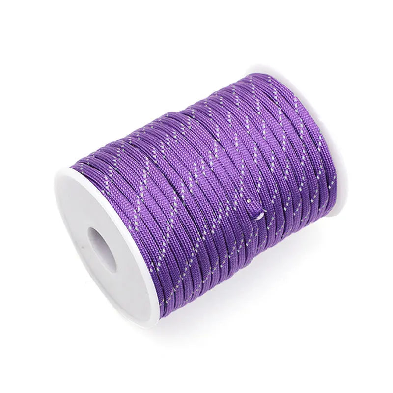 Outdoor Multi-functional 7-core Umbrella Rope Highly Reflective Rope Bracelet Woven Rope Tent Canopy Pull Rope Peaceful Pleasures Health and Wellness purple 30m