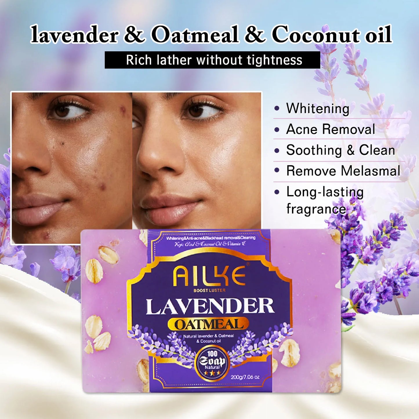 AILKE Lavender Oatmeal Brightening Soap – Face & Body 200g