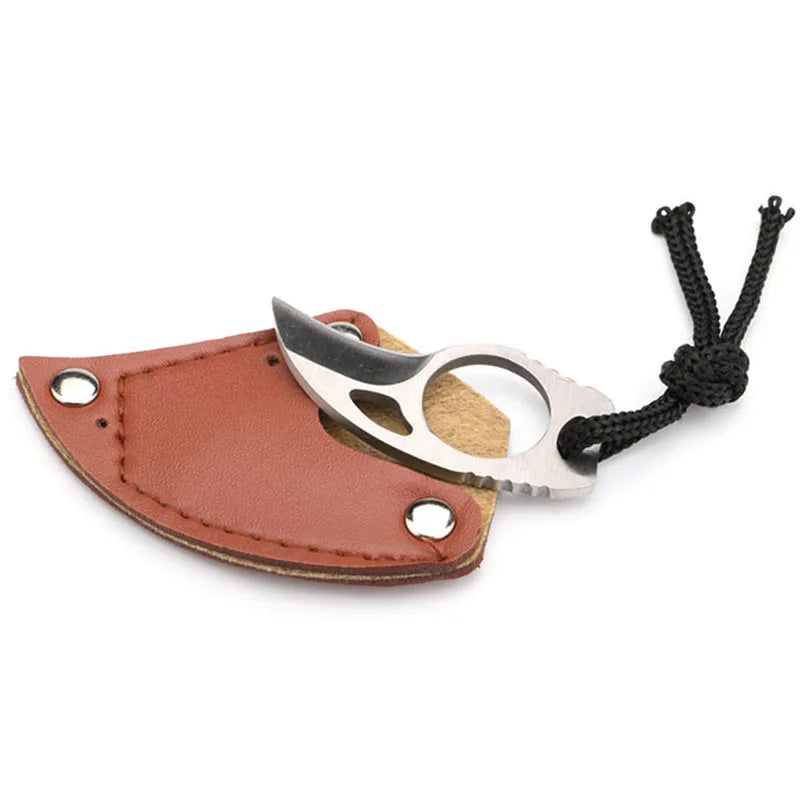 Small Portable MC Knife Outdoor EDC Tool Survival Self defense Mini Claw Knife Leather Sheath Home Defensa Peaceful Pleasures Health and Wellness Default