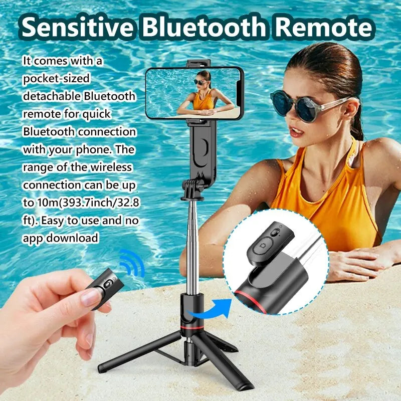 Portable Selfie Stick Phone Tripod With LED Light & Wireless Remote Extendable Tripods Stand 360 Rotation Compatible For iPhone Peaceful Pleasures Health and Wellness