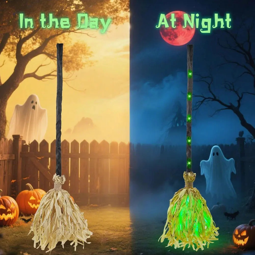 Floating Witch's Brooms Bendable Witches Brooms For Halloween Decor Animated Lights Up Moving Broomstick With Spookys Sounds Peaceful Pleasures Health and Wellness
