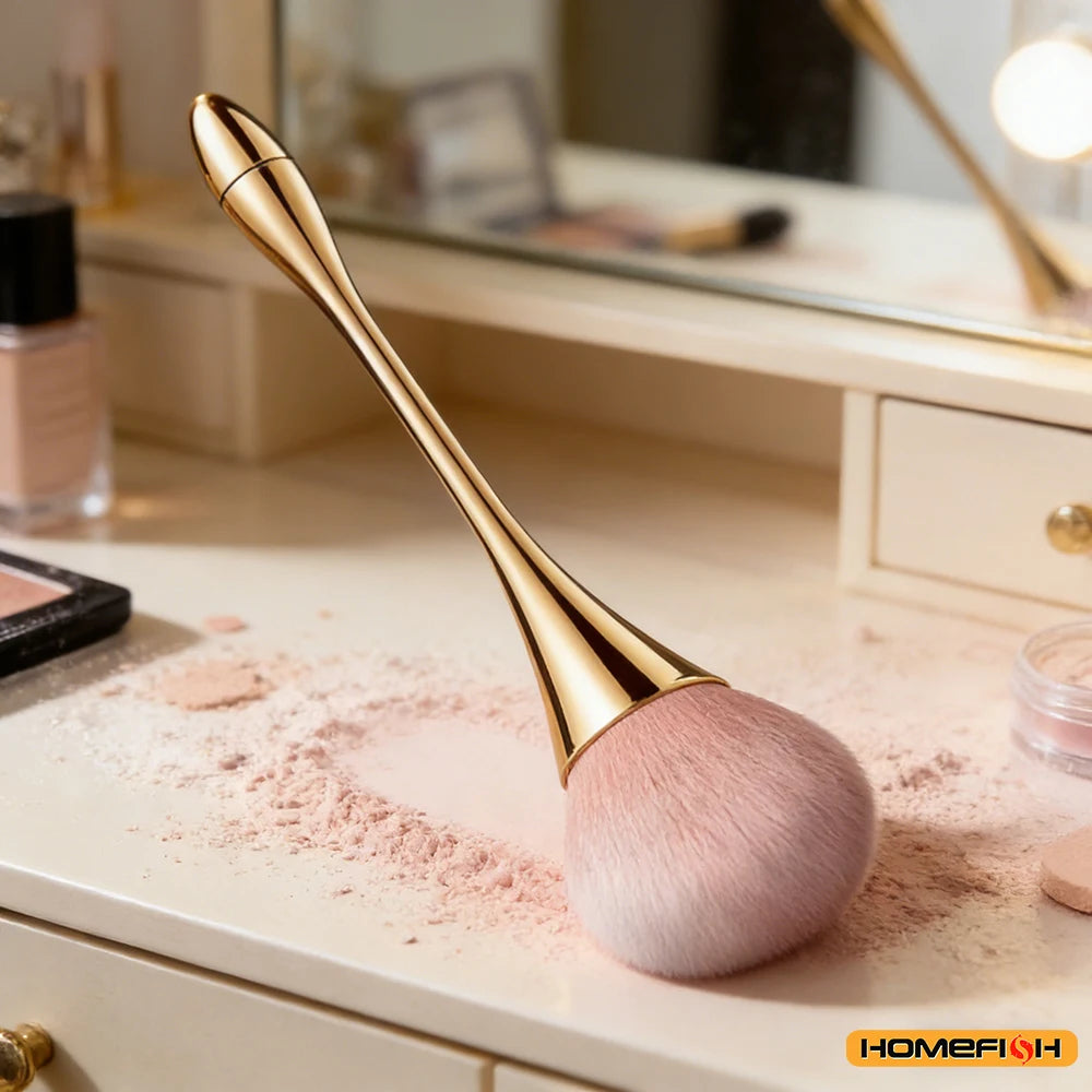 Small Fluffy Soft Powder Brush for Blush & Setting Powder – Waist-Shaped Handle, Beauty Tool Peaceful Pleasures Health and Wellness
