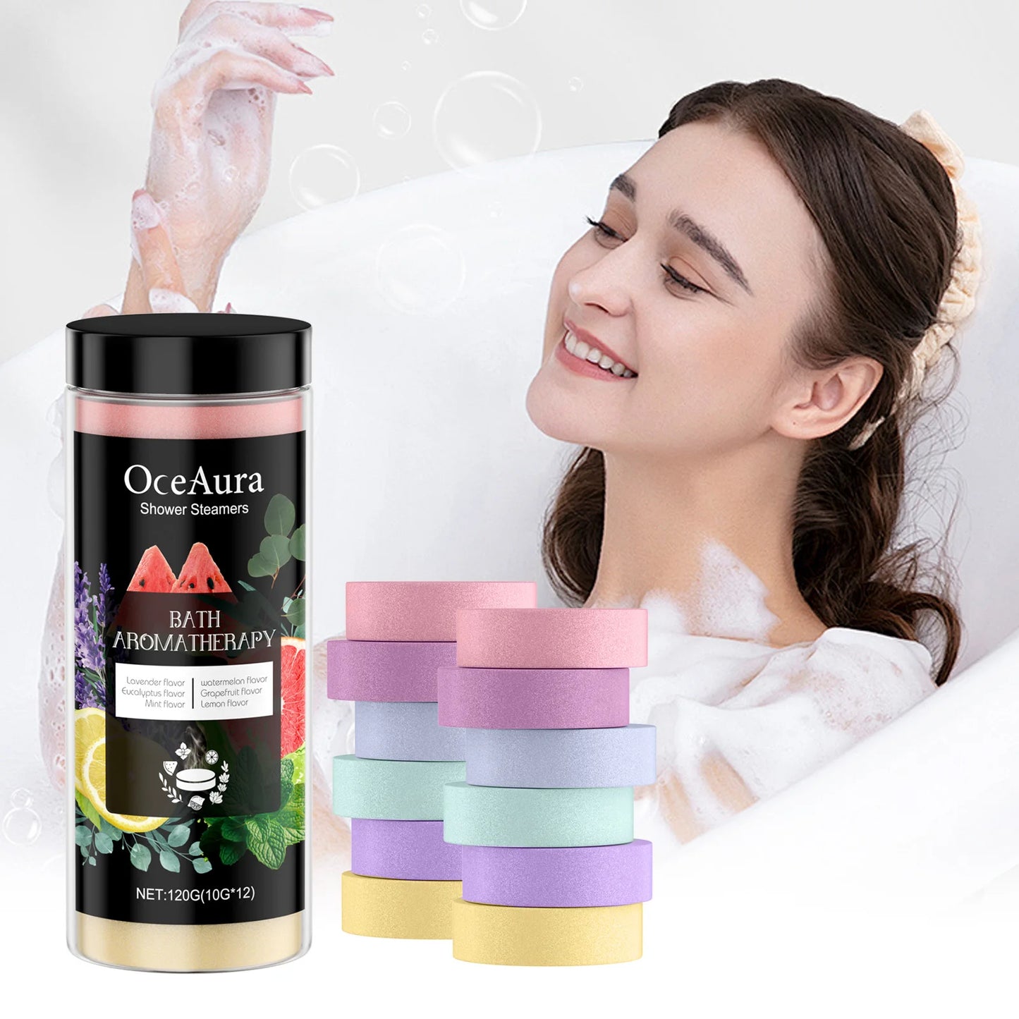 OceAura Shower Steamers 12-Pack | Aromatherapy Gift for Her