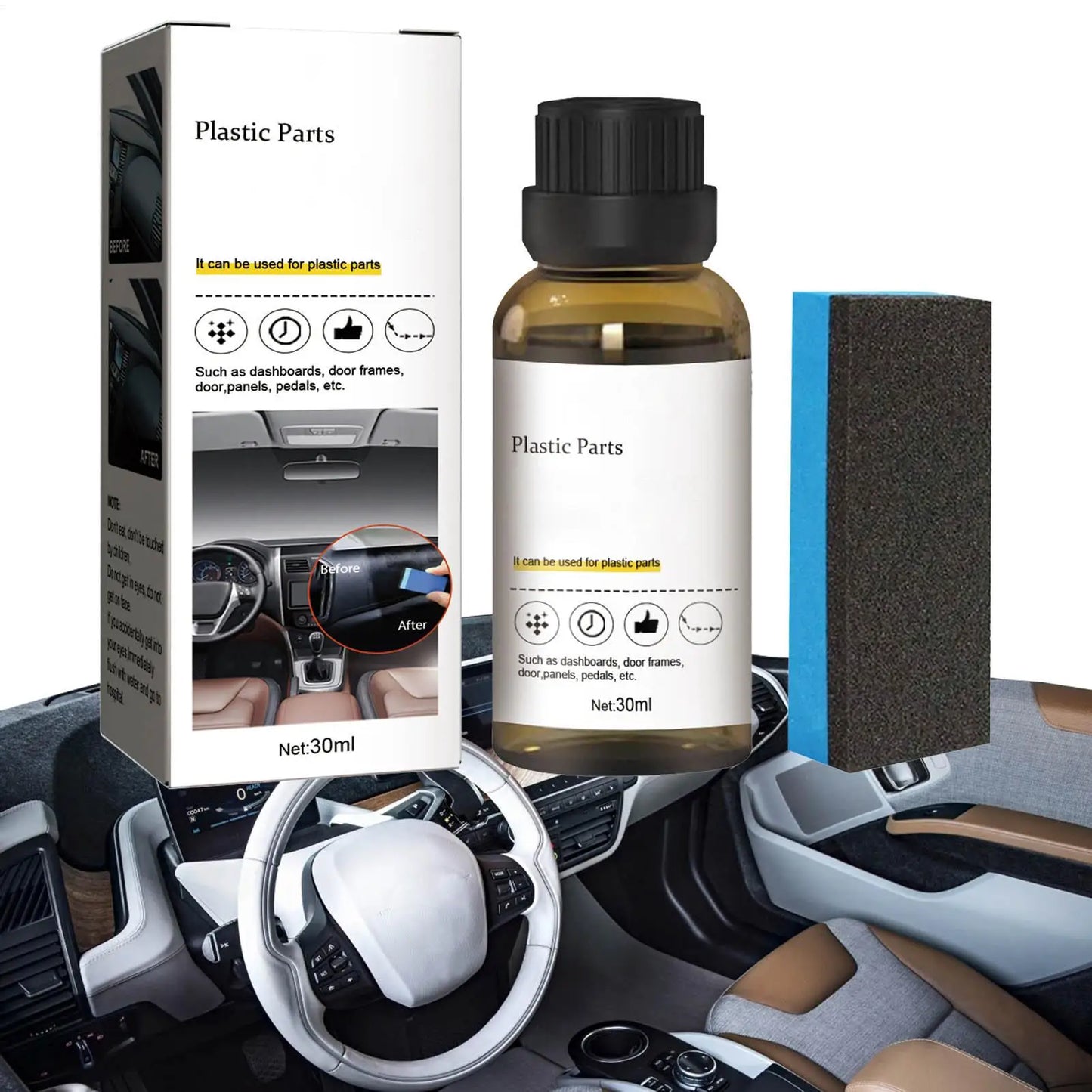 Car Interior Plastic Restorer Kit 30ml | Trim & Dashboard Shine