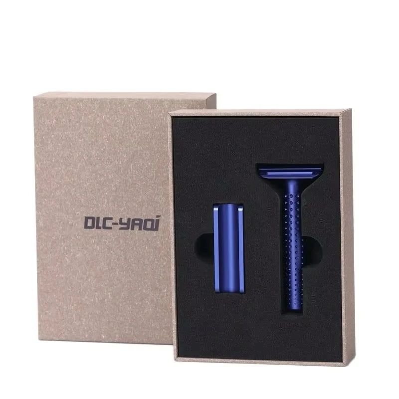 2026 Yaqi Sputnik Men's Safety Razor Dark Blue Aluminum Handle with Holder Classic Shaving Razor for Men Peaceful Pleasures Health and Wellness RS2238-DB
