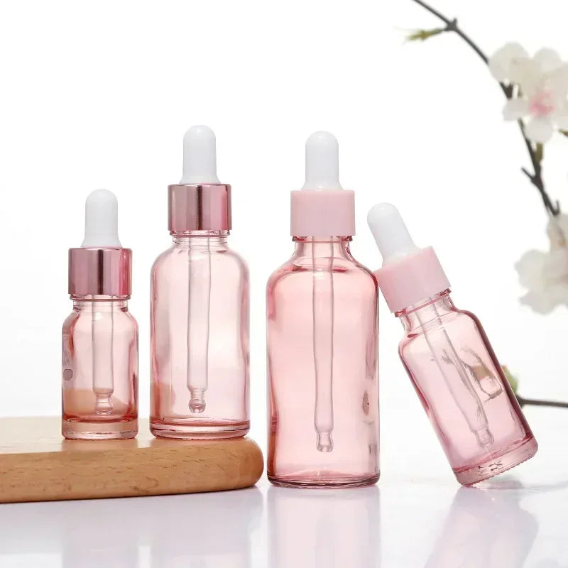 Pink Glass Dropper Bottles | Refillable Essential Oil Containers Glass Dropper Bottle Peaceful Pleasures Health and Wellness