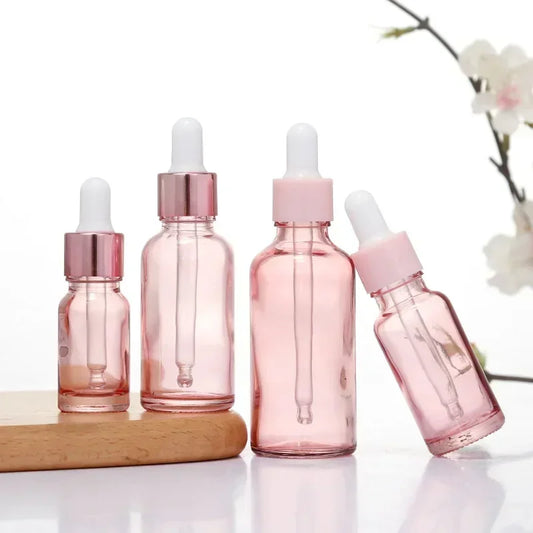 Pink Glass Dropper Bottles | Refillable Essential Oil Containers Glass Dropper Bottle Peaceful Pleasures Health and Wellness