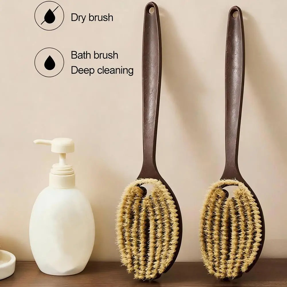 Natural Bristle Body Brush – Long Handle Back Scrubber for Dry Brushing & Exfoliation Peaceful Pleasures Health and Wellness