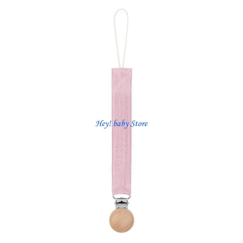 Baby Pacifier Clip Chain Holder | Cotton, Metal & Beech Wood