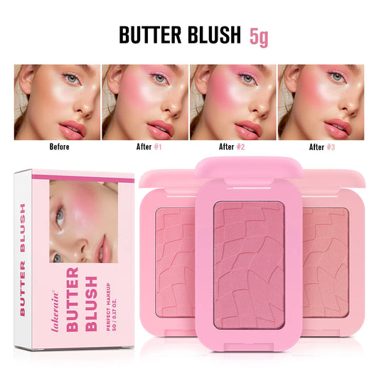 Matte Natural Butter Blush Single Color Cheek Tint Waterproof Face Contouring Cosmetics Blush Powder Face Soft Female Makeup Peaceful Pleasures Health and Wellness
