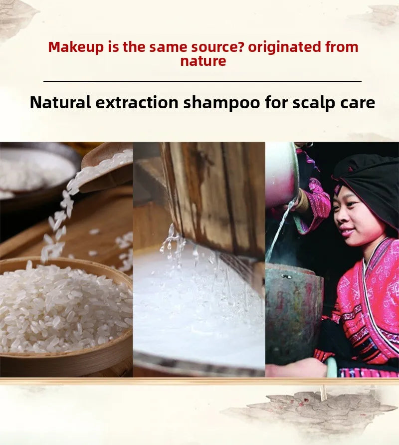 500ml Wash Rice Water Hair Shampoo Anti Dandruff Shampoo Professional Hair Care Clean Scalp and Improve Scalp Environment Peaceful Pleasures Health and Wellness