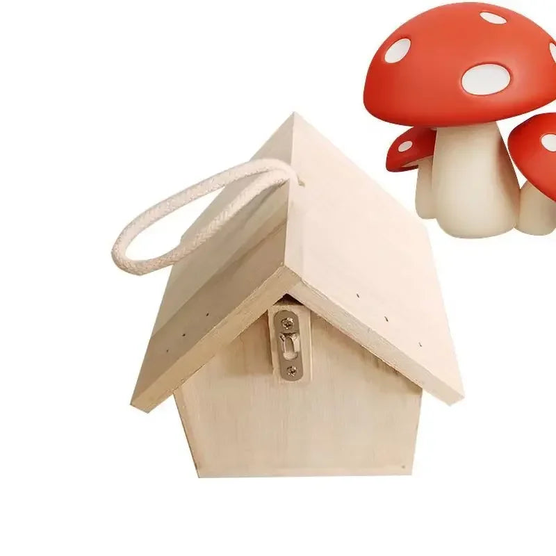 Wooden Birdhouse with Pole | Outdoor Hanging Bird House