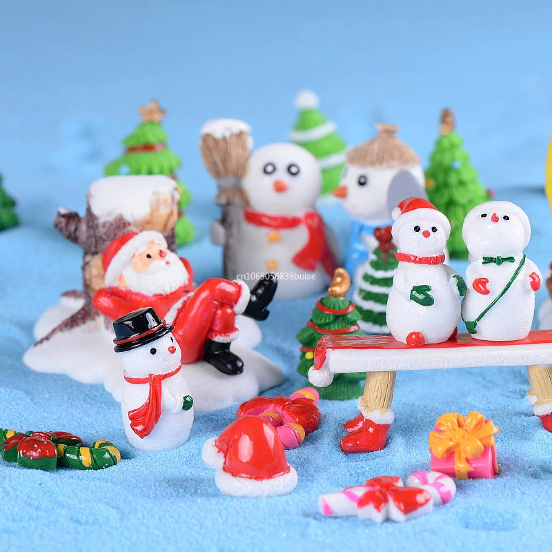 1pcs Fairy Garden Cartoon Ornaments Resin Craft Gift Christmas Santa Snowflake Snowman Miniature Figurine Accessories Home Decor Peaceful Pleasures Health and Wellness