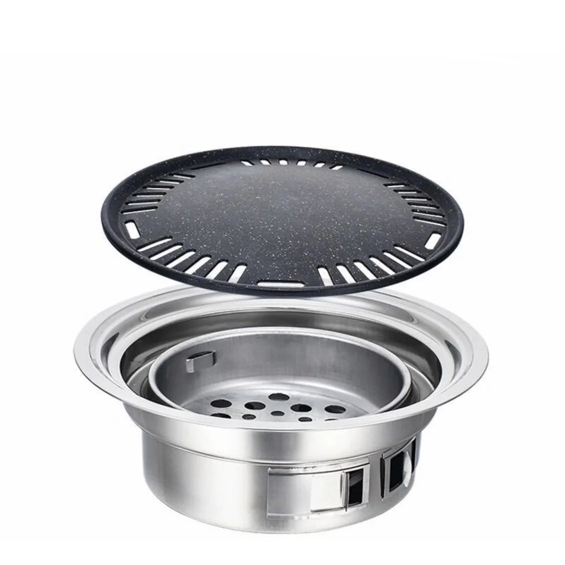 Korean Charcoal BBQ Grill | Stainless Steel Non-Stick Outdoor Charcoal BBQ Grill Peaceful Pleasures Health and Wellness Stove with pan