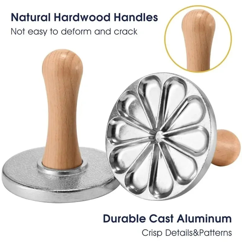 6/3/1 Cookie Cutter Aluminum Alloy Cookie Stamps Wooden Handle Smile Heart Pattern DIY Hand Press Cookie Mold for Festival Party Peaceful Pleasures Health and Wellness