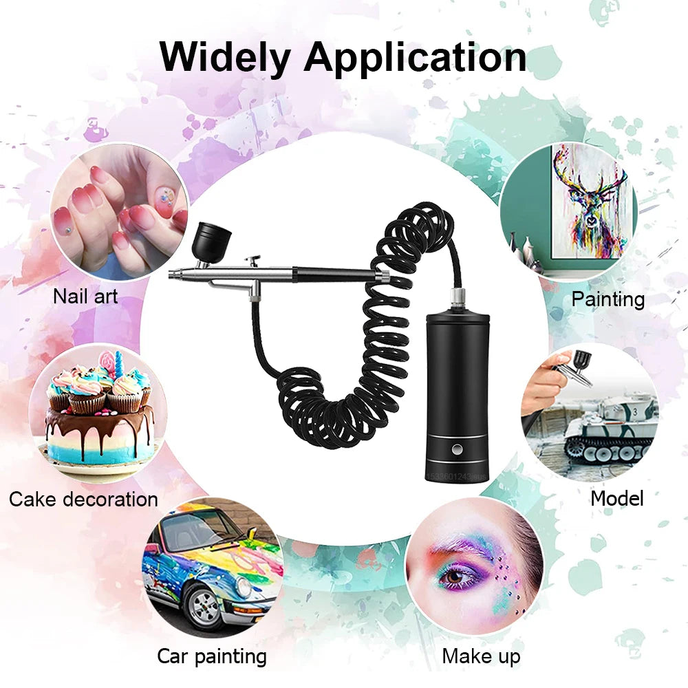 Airbrush with Compressor Airbrush Spray Gun for Paint Painting Modeling Crafts Nail Art Cake Portable Wireless Spray Gun Kit Peaceful Pleasures Health and Wellness