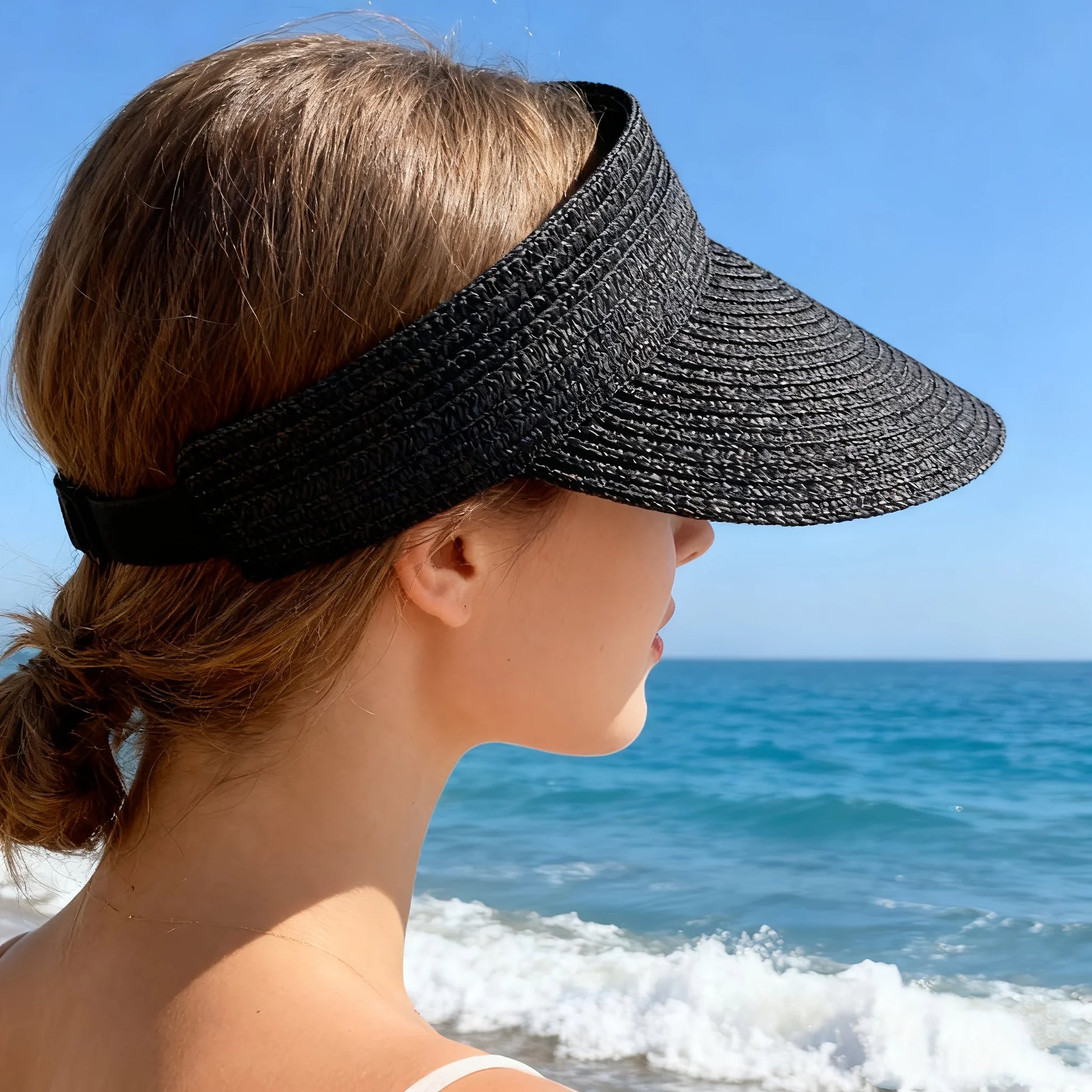 1/2 Piece Set with Random Color Delivery, Summer Straw Sun Hat, Beach Hat with Large Brim, Uv Protection, Rollable Ponytail Travel Sun Hat Peaceful Pleasures Health and Wellness