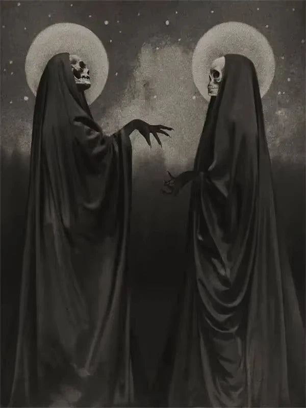 AA Dark Academia Art Black Death Poster Prints For Living Room Home Decor Nordic Gothic Horror Witch Canvas Painting Wall Art Peaceful Pleasures Health and Wellness 1 40x50cm