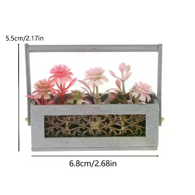 Miniature Flower Basket 1 12 With Artificial Flowers For Dollhouse Decoration Excellent For Photography Prop Display Peaceful Pleasures Health and Wellness