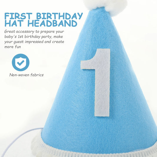 Birthday Hat Headbands First Birthday Hat 1-Year-Old Headband Birthday Party Hat Celebration Cap Festival Party Decor Photo Prop Peaceful Pleasures Health and Wellness Default Title