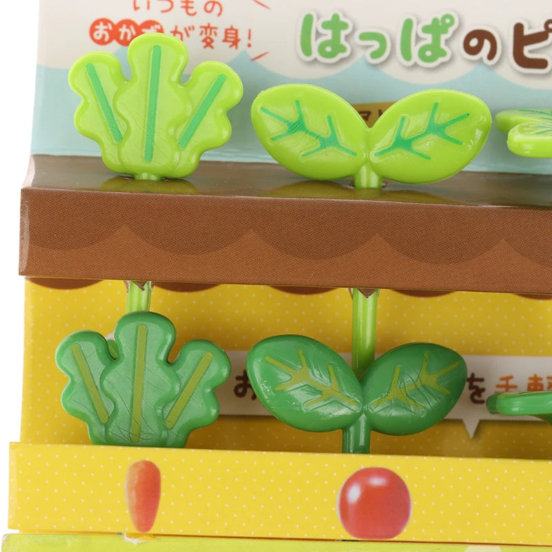 8-Piece Mini Leaf Fruit Forks | Bento Box Picks for Kids